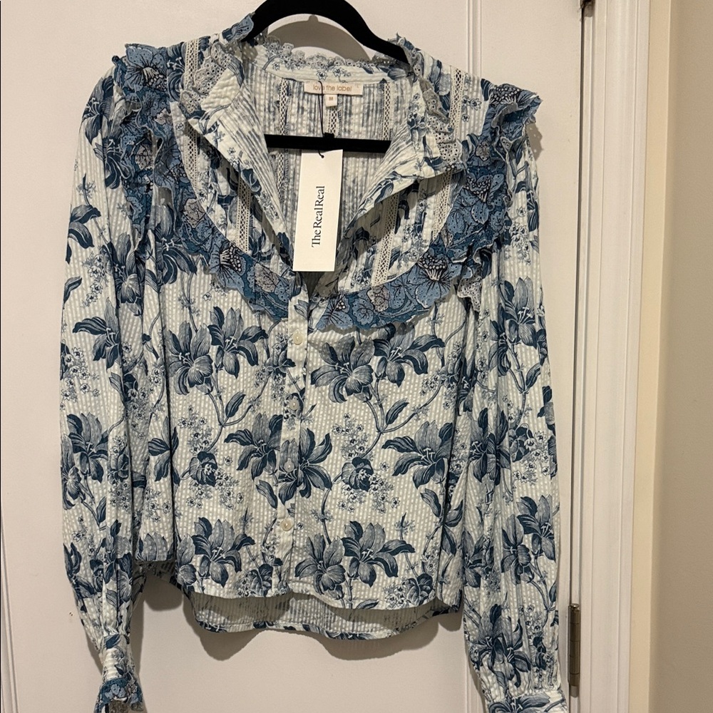 The Real Deal Blue Floral Ruffle Blouse